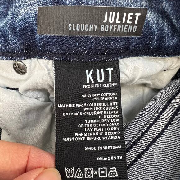 Kut From The Kloth Jeans Women's 12 Blue Juliet Slouchy Boyfriend Button Fly - Picture 9 of 16
